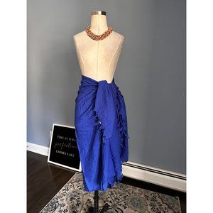 Sand and Sun blue shawl coverup sarong with beaded necklace